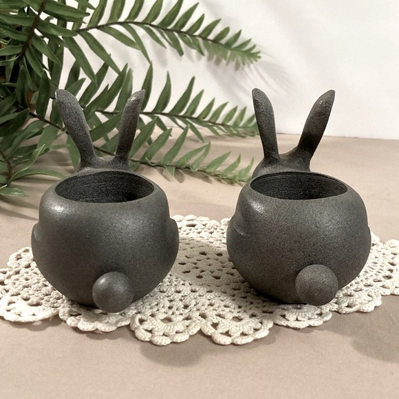 Crate & Barrel Metal Bunny Rabbit Candle Holders Set - Picture 7 of 13